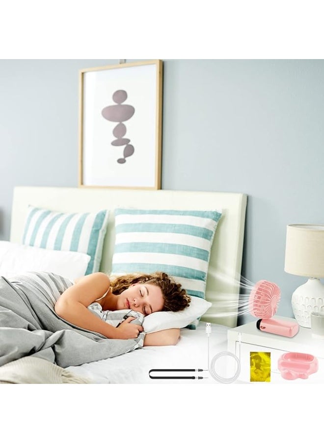 Small Portable Handheld Fan USB 5000mAh with Scented Disc and Lanyard for Effective Cooling and Modern Design in Elegant Pink Color - Image 5